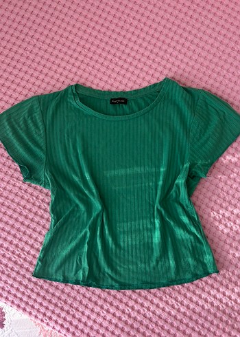 Yeşil Piliseli Mini Kadın Tişört - Görsel 2