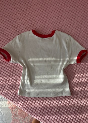 Kadın Vintage Kırmızı Beyaz Crop - Görsel 2