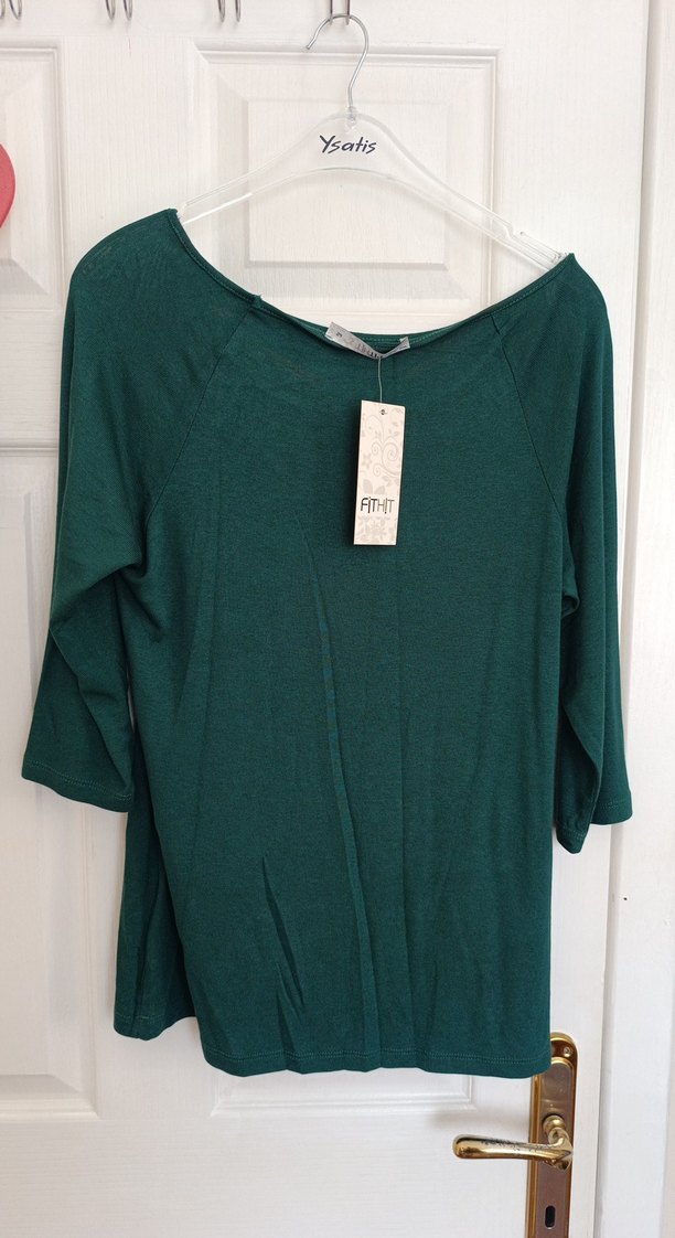 Payetli Turkuaz Bohem Uzun Kollu Hamile Bluzu - Görsel 3