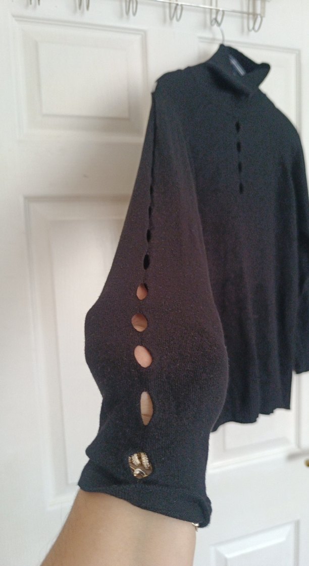 i Siyah Yün Kadın Kazak - Görsel 3