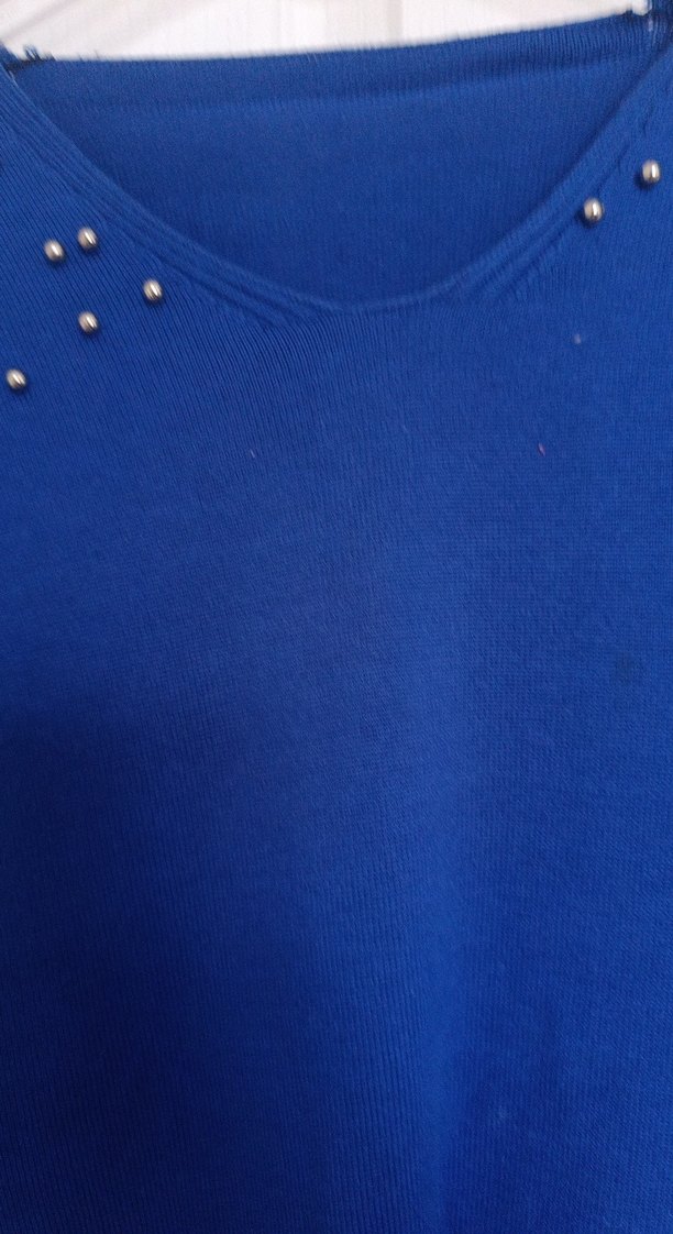 Mavi Kadın Triko Kazak, Uzun Kollu, İnce Kesim - Görsel 5