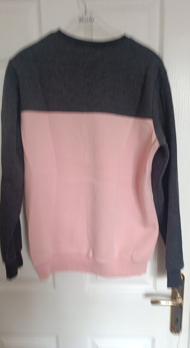 Gri-Pembe Baskılı Fermuarlı Kadın Sweatshirt - Görsel 5