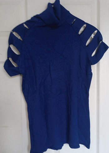 lemsful Kısa Kollu Lacivert Boğazlı Kazak - Görsel 2