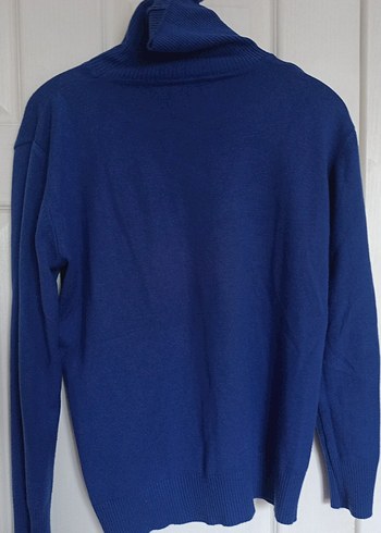 Kadın Mavi Boğazlı Triko Kazak - Görsel 3