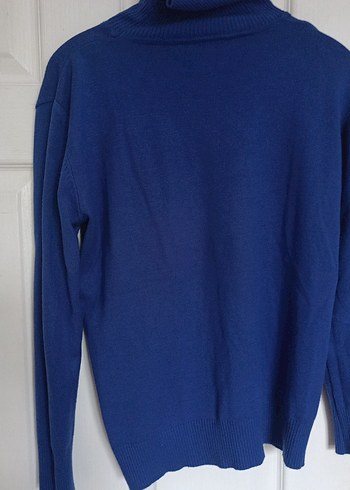 Kadın Mavi Boğazlı Triko Kazak - Görsel 4