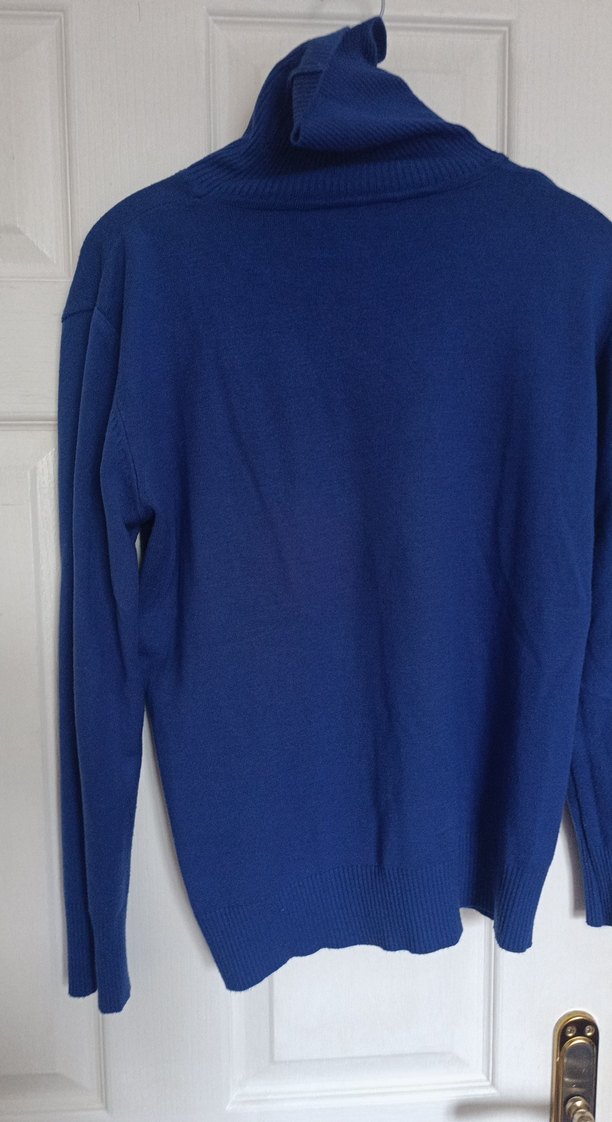 Kadın Mavi Boğazlı Triko Kazak - Görsel 4