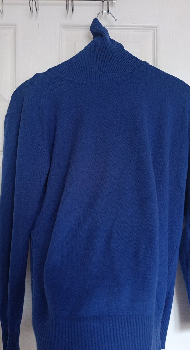 Kadın Mavi Boğazlı Triko Kazak - Görsel 2