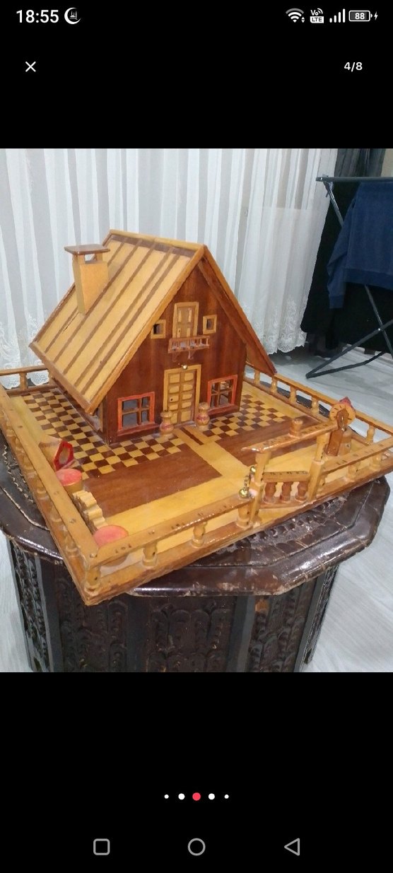 Kahverengi Ahşap Ev Oyuncak - Görsel 2