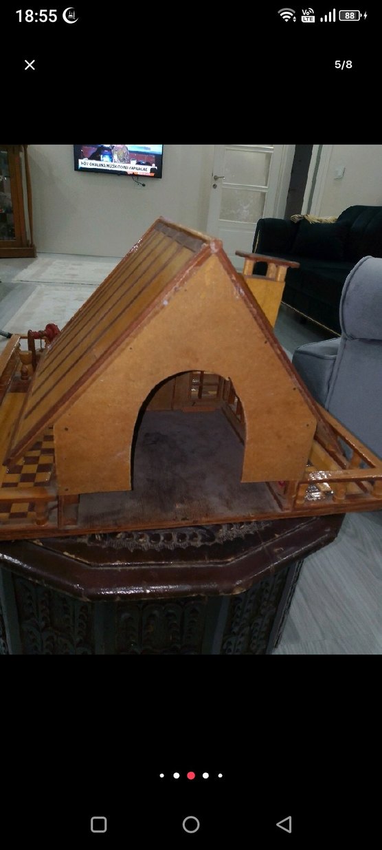 Kahverengi Ahşap Ev Oyuncak - Görsel 4