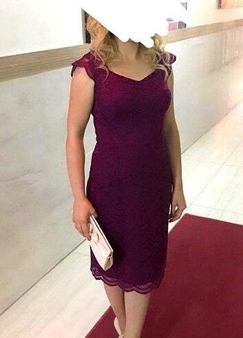 Mor güpür elbise - Görsel 3