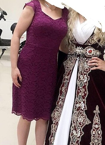 Mor güpür elbise - Görsel 2