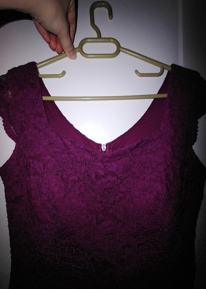 Mor güpür elbise - Görsel 5