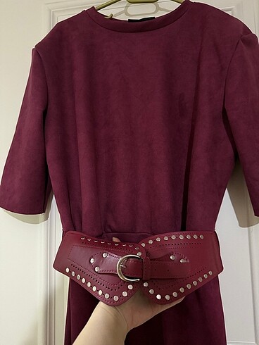 36 Beden Bordo süet kumaş elbise