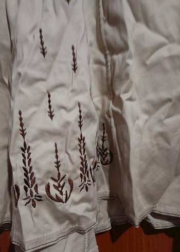 Bej Midi Keten Pilili Kadın Etek - Görsel 6