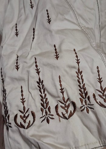 Bej Midi Keten Pilili Kadın Etek - Görsel 5