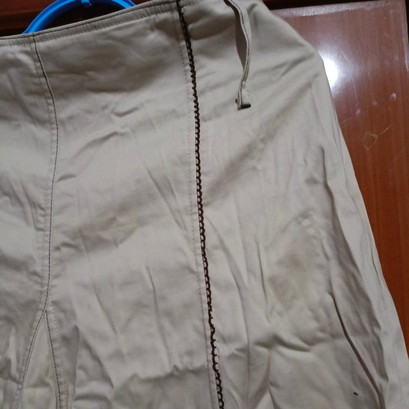 Bej Midi Keten Pilili Kadın Etek - Görsel 4