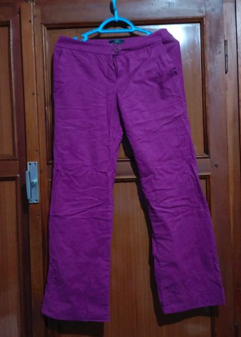 Mor Midi Süet Kadın Pantolon - Görsel 2