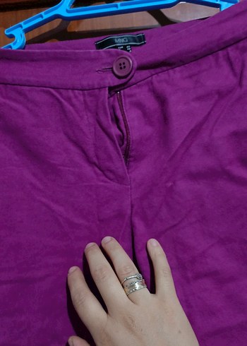 Mor Midi Süet Kadın Pantolon - Görsel 4