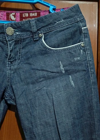 Kadın Lacivert Denim Midi Boy Kot Pantolon - Görsel 5