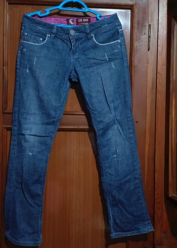 Kadın Lacivert Denim Midi Boy Kot Pantolon - Görsel 9