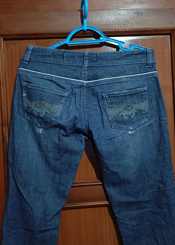Kadın Lacivert Denim Midi Boy Kot Pantolon - Görsel 6