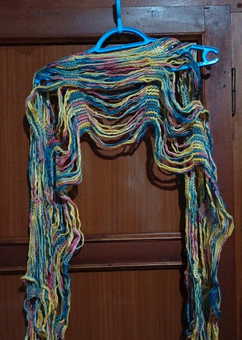 Pembe Zincir Detaylı Kadın Örgü Şal - Görsel 6