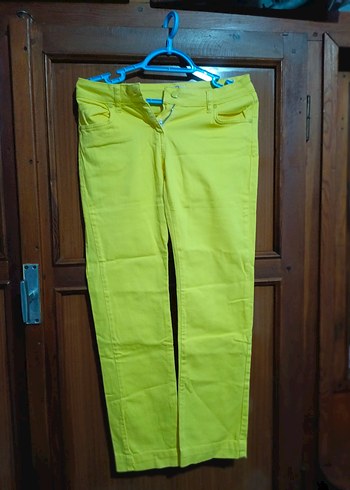 Sarı Kadın Midi Kumaş Pantolon - Görsel 4