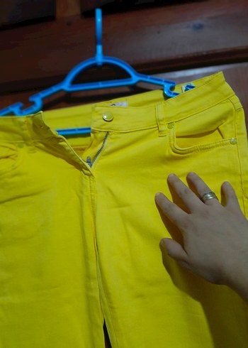 Sarı Kadın Midi Kumaş Pantolon - Görsel 6