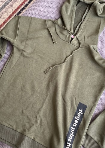 Kapüşonlu Haki Kadın Sweatshirt T-box