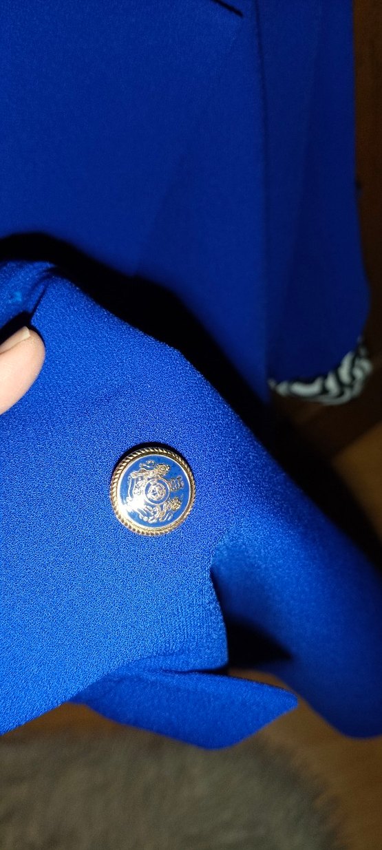 Mavi Düğmeli Kadın Midi Blazer Ceket - Görsel 4