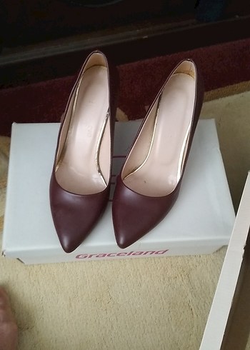 Diğer Bordo Rugan Stiletto Kadın Topuklu Ayakkabı