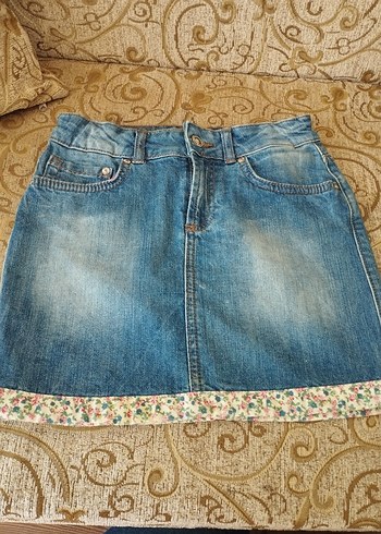 Düğmeli Rahat Kesim Kız Denim Etek