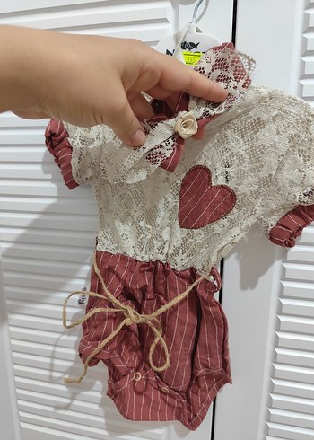 Bordo Nakışlı Dantel Detaylı Bebek Kız Tulum