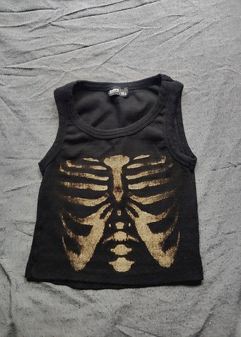 Carpe İskeletli Siyah Crop