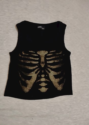 Carpe İskeletli Siyah Crop - Görsel 2