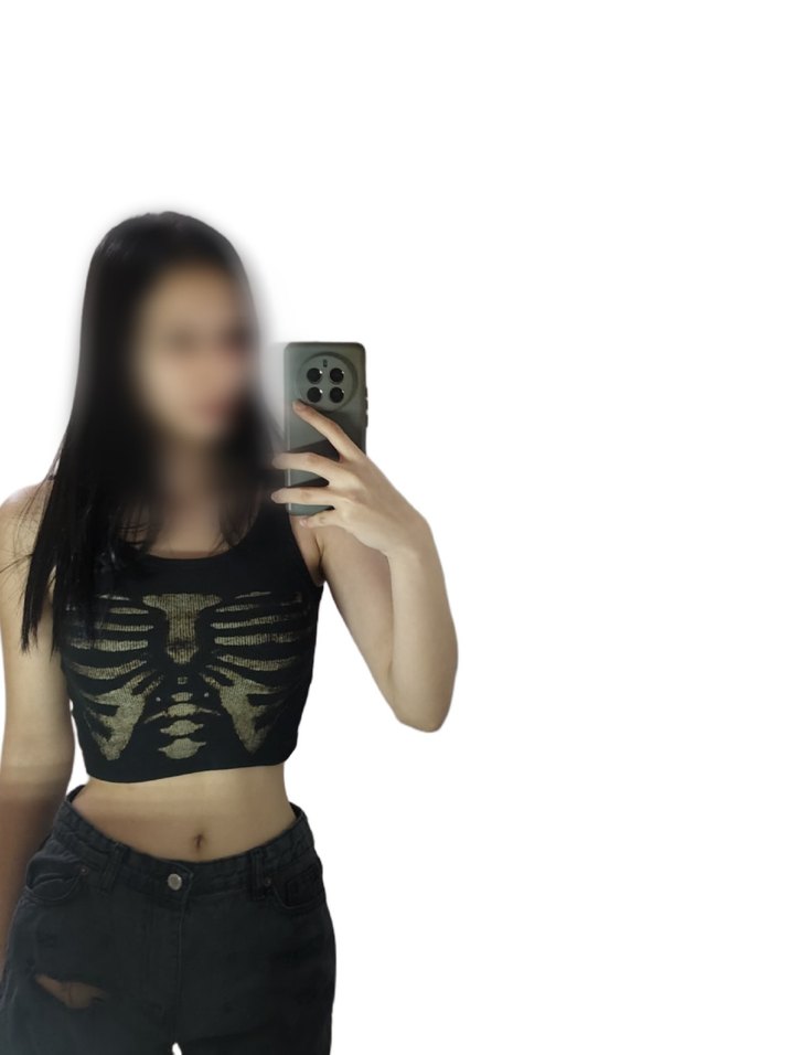 Carpe İskeletli Siyah Crop - Görsel 4