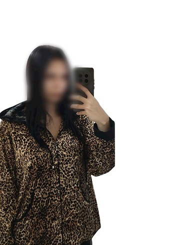 Kapüşonlu Leopar Desenli Hırka - Görsel 3