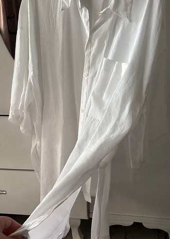 l Beden Addax oversize beyaz gömlek