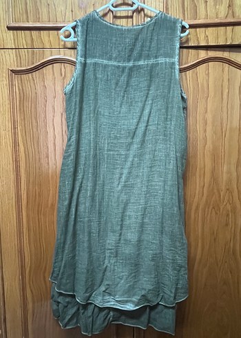 Nakışlı Boncuklu Keten Bohem Uzun Elbise - Görsel 3