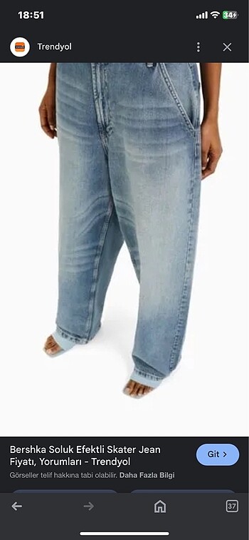 Bershka soluk efektli skater jean