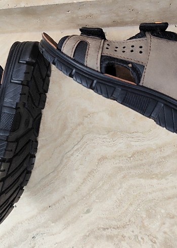 Renkli Desenli Kahverengi Erkek Sandalet - Görsel 7