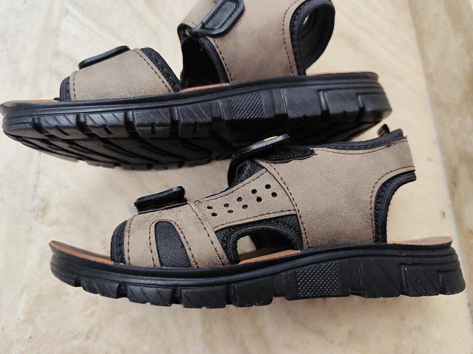 Renkli Desenli Kahverengi Erkek Sandalet - Görsel 4