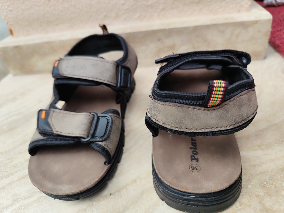 Renkli Desenli Kahverengi Erkek Sandalet - Görsel 3