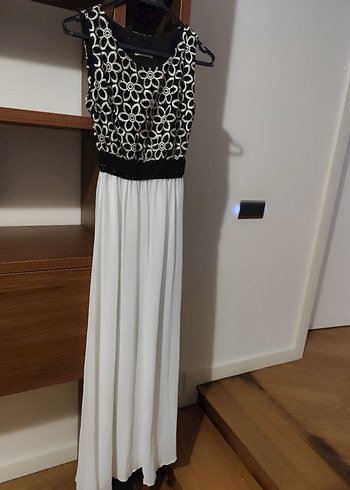 Dantel Detaylı Uzun Beyaz Bohem Abiye Elbise - Görsel 6