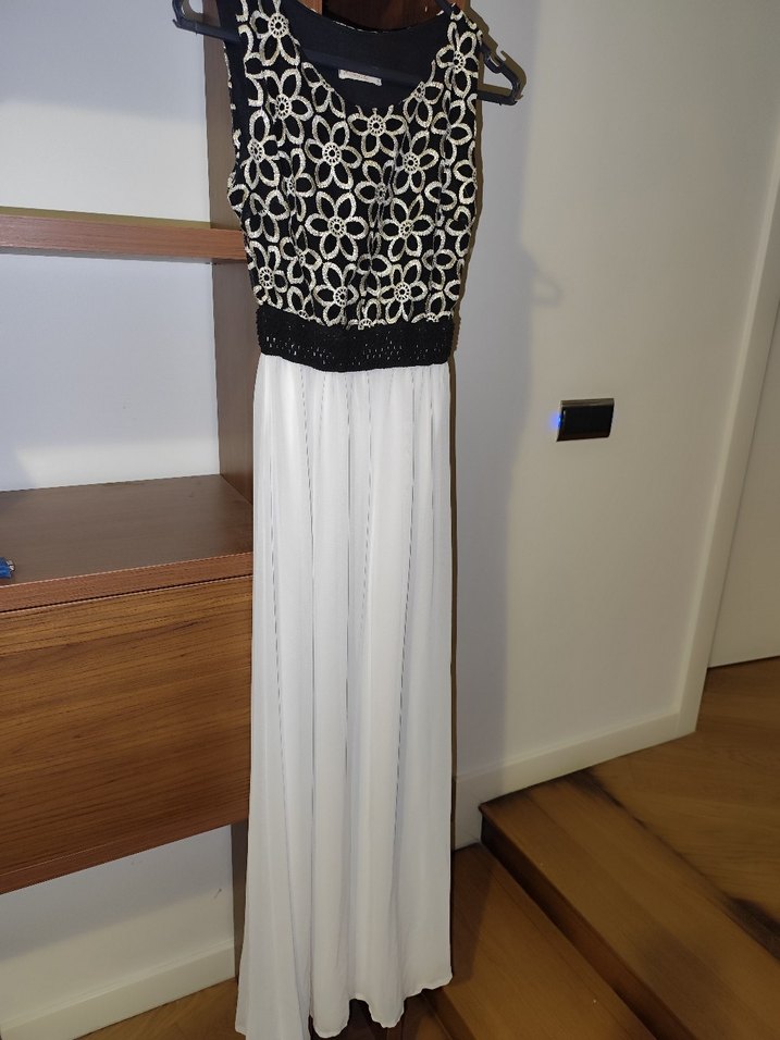 Dantel Detaylı Uzun Beyaz Bohem Abiye Elbise - Görsel 3