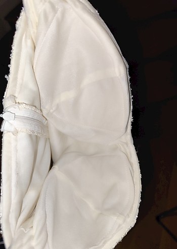 Beyaz Drapeli Straplez Uzun Abiye Elbise nikah için uygundur - Görsel 6