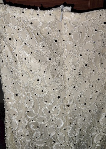 Beyaz Drapeli Straplez Uzun Abiye Elbise nikah için uygundur - Görsel 3