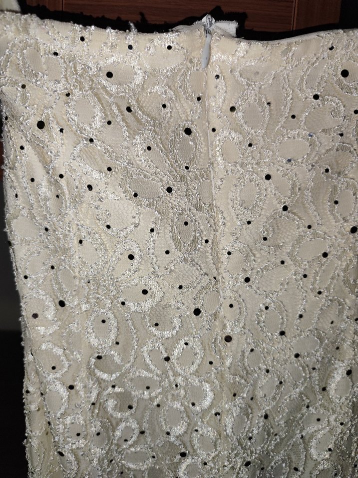 Beyaz Drapeli Straplez Uzun Abiye Elbise nikah için uygundur - Görsel 3