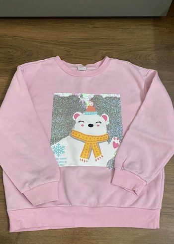 LCW Pembe Kız Sweatshirt, Pul Detaylı, Uzun Kollu