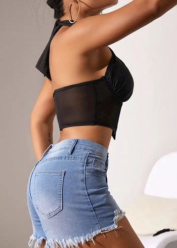 Sheinside Siyah V Yakalı Kemerli Mini Büstiyer